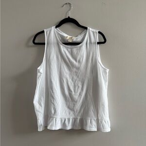 Michael Kors White Tank Top with Ruffle Hem